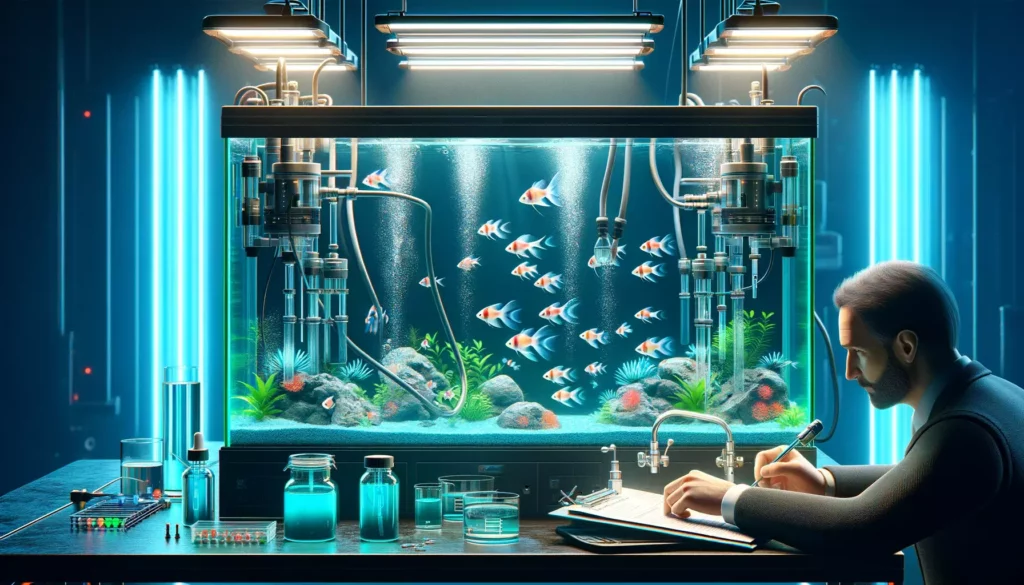 image for the subtitle 'GloFish with Special Water Parameter Requirements'. The image should dep