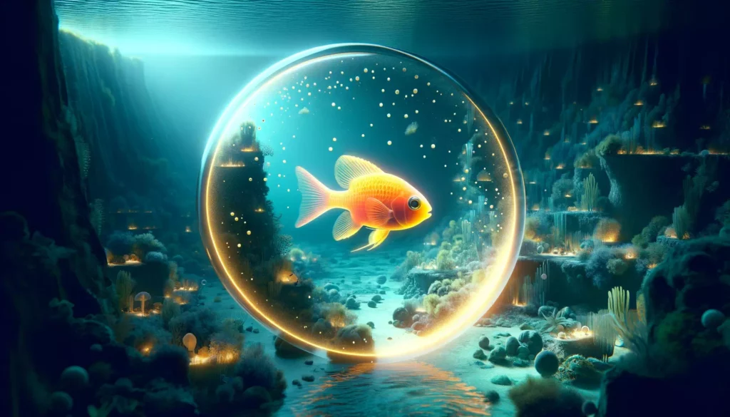 loFish in a simulated endangered habitat. The image highlights the beauty and uniqueness of GloFish,
