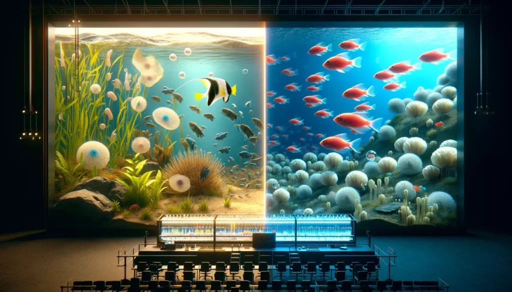 visualizing the comparison between conservation efforts for GloFish and non-genetically modified fish species. Th