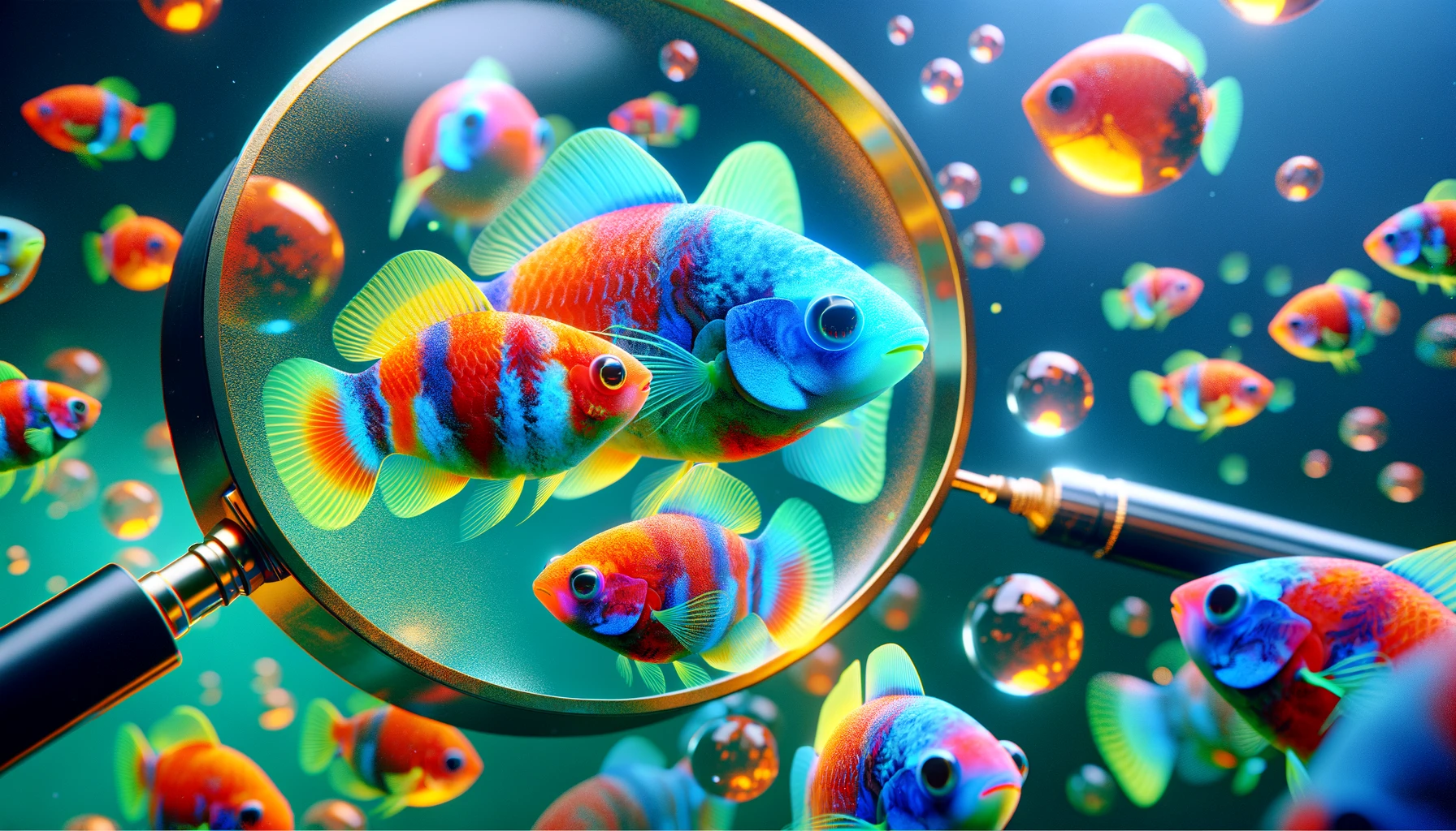 Choosing Healthy and Suitable Parent Fish' for GloFish breeding. The image should
